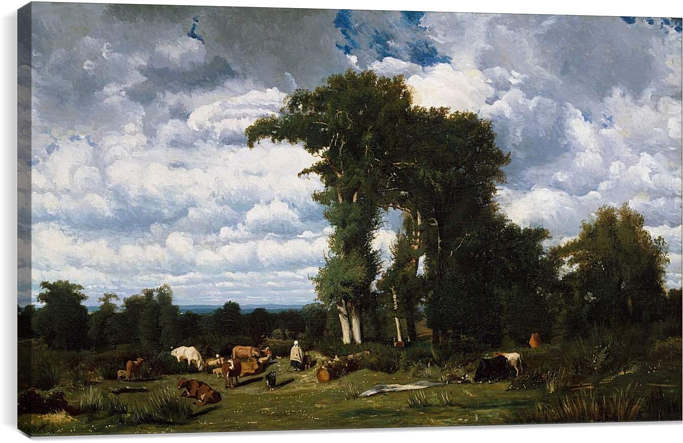 Постер и плакат - Landscape with Cattle at Limousin. Жюль Дюпре