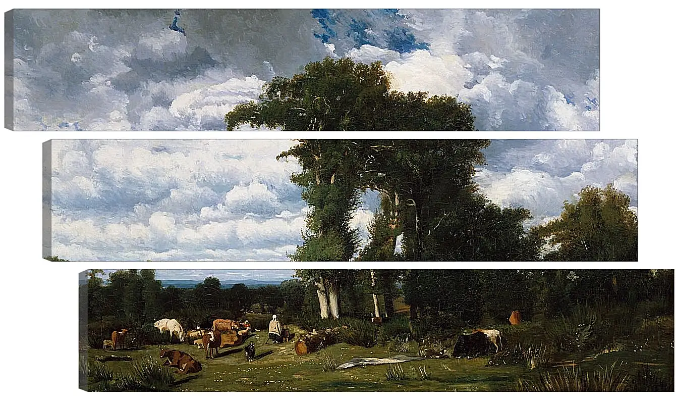 Модульная картина - Landscape with Cattle at Limousin. Жюль Дюпре