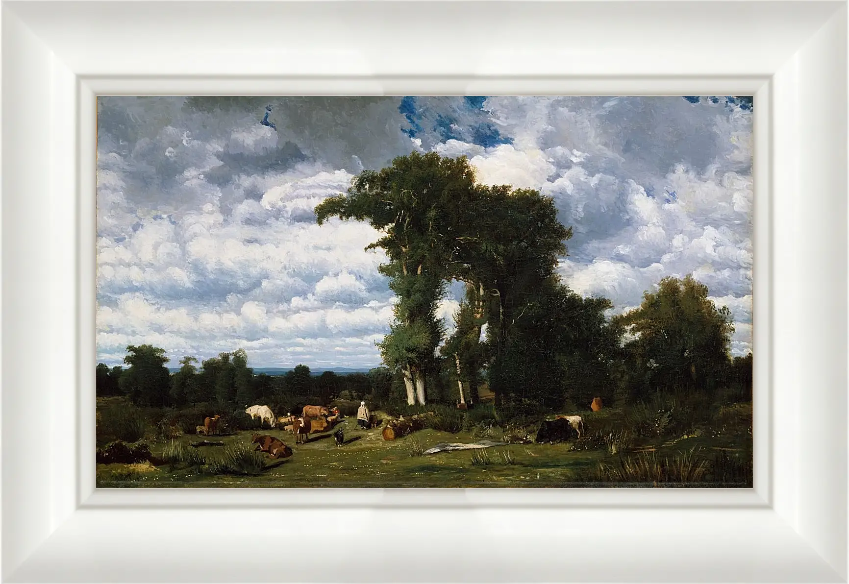 Картина в раме - Landscape with Cattle at Limousin. Жюль Дюпре