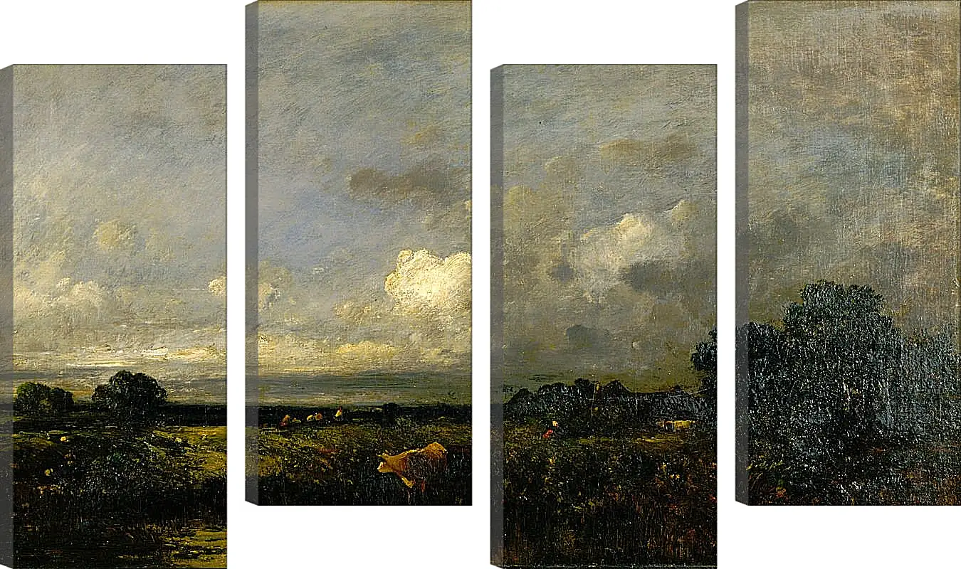 Модульная картина - Landscape with Cow. Жюль Дюпре