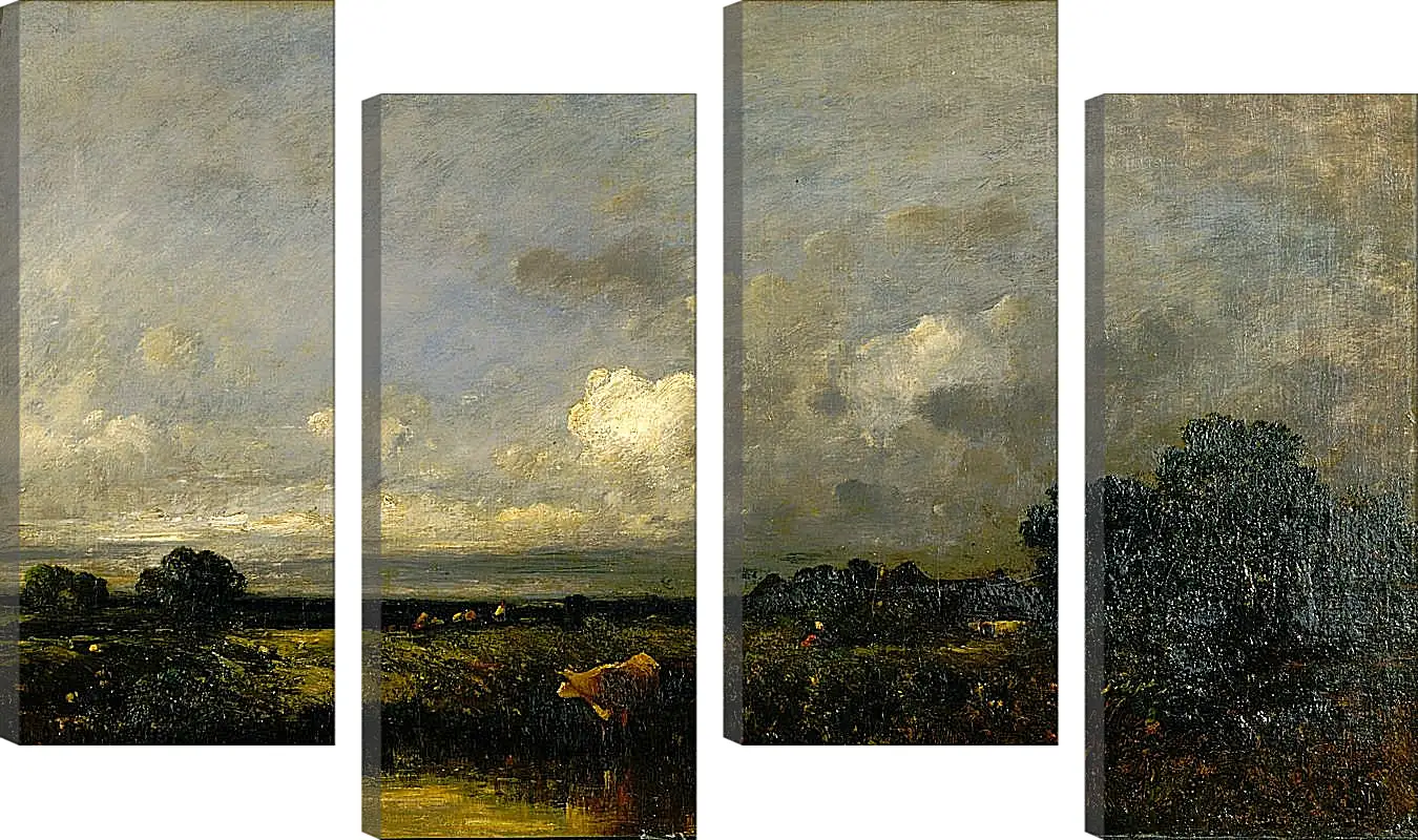 Модульная картина - Landscape with Cow. Жюль Дюпре