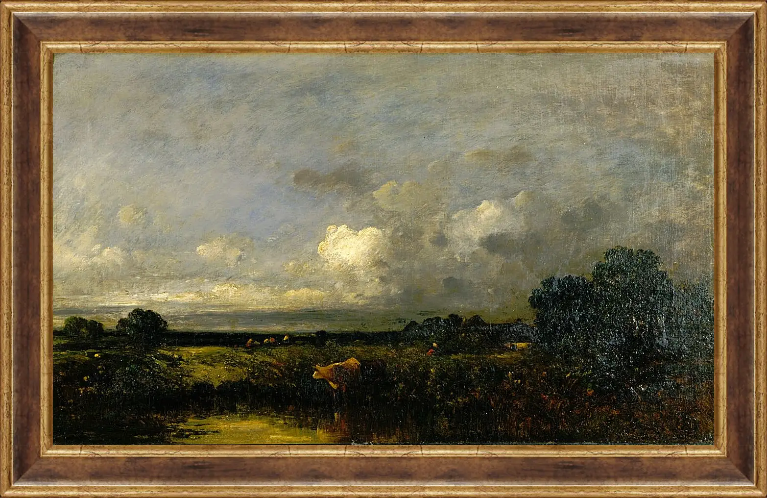 Картина в раме - Landscape with Cow. Жюль Дюпре