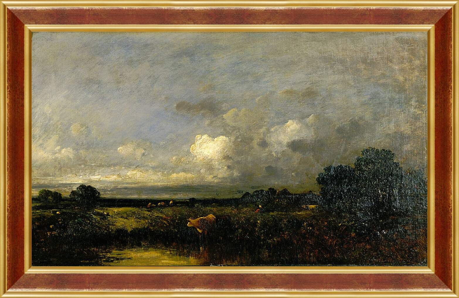 Картина в раме - Landscape with Cow. Жюль Дюпре