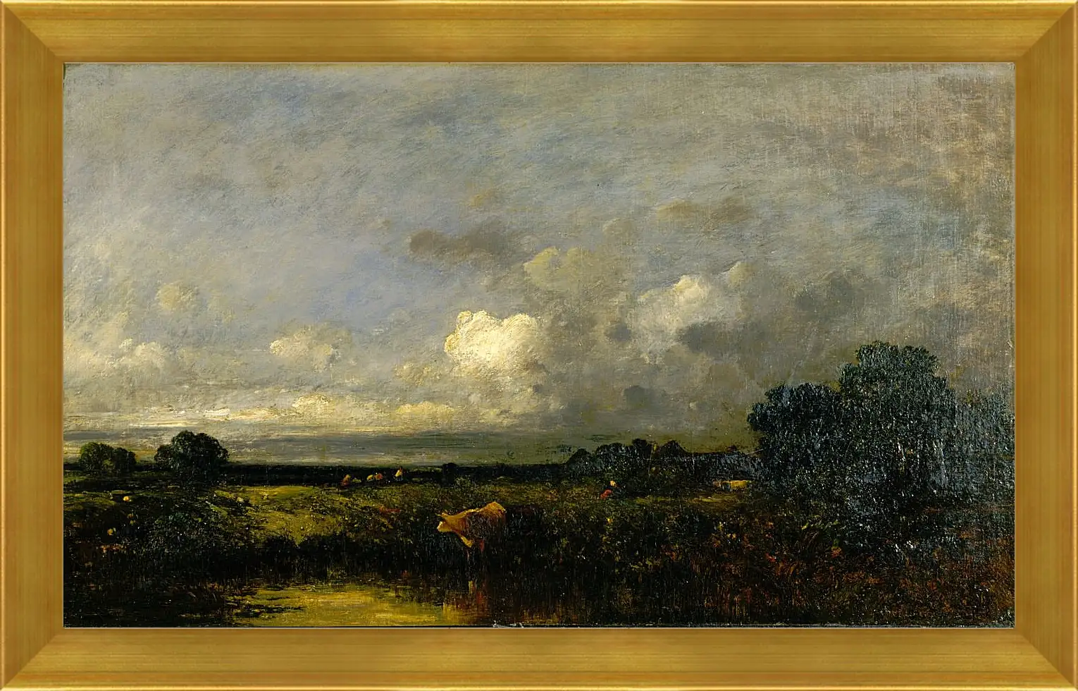 Картина в раме - Landscape with Cow. Жюль Дюпре