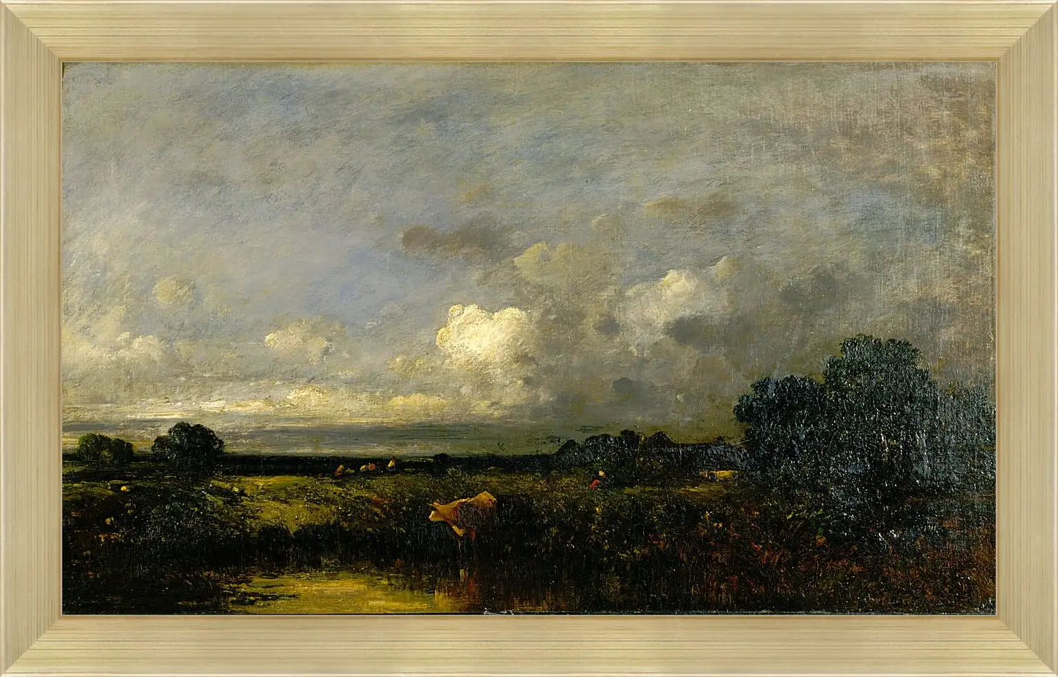 Картина в раме - Landscape with Cow. Жюль Дюпре