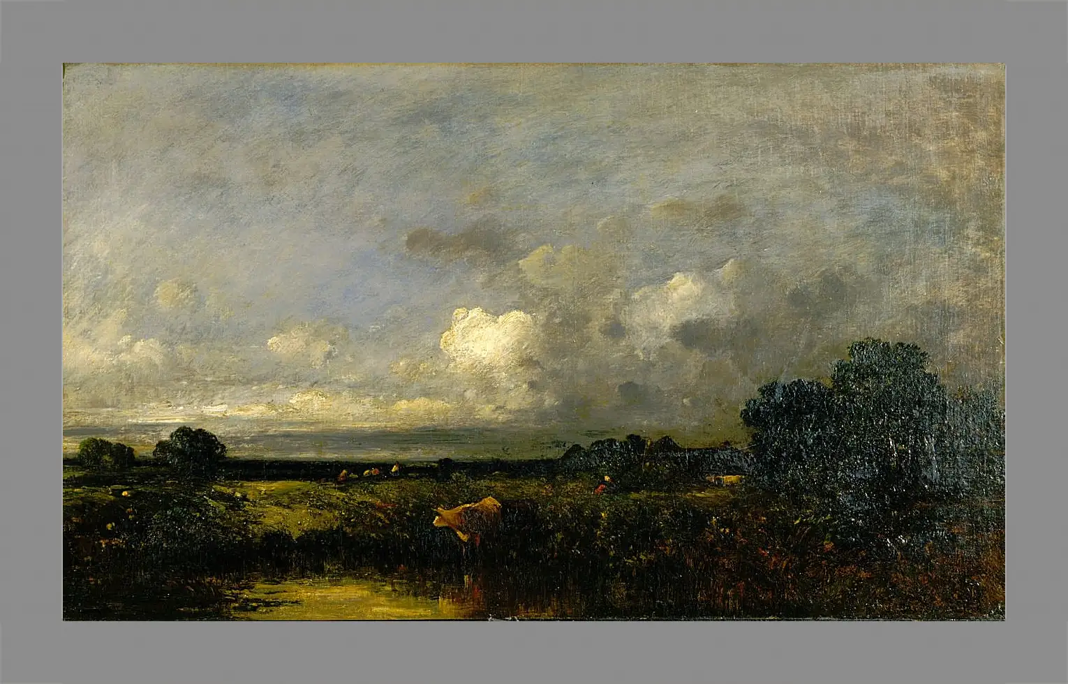 Картина в раме - Landscape with Cow. Жюль Дюпре