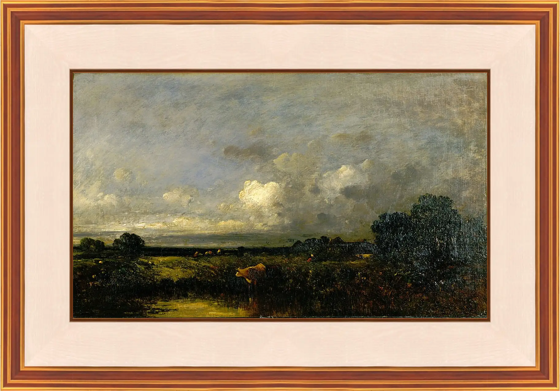 Картина в раме - Landscape with Cow. Жюль Дюпре
