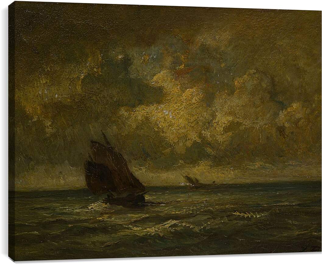 Постер и плакат - Two Boats in a Storm. Жюль Дюпре