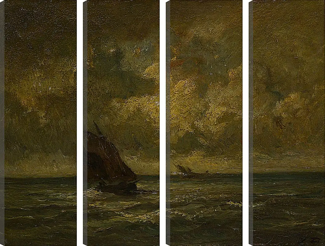 Модульная картина - Two Boats in a Storm. Жюль Дюпре