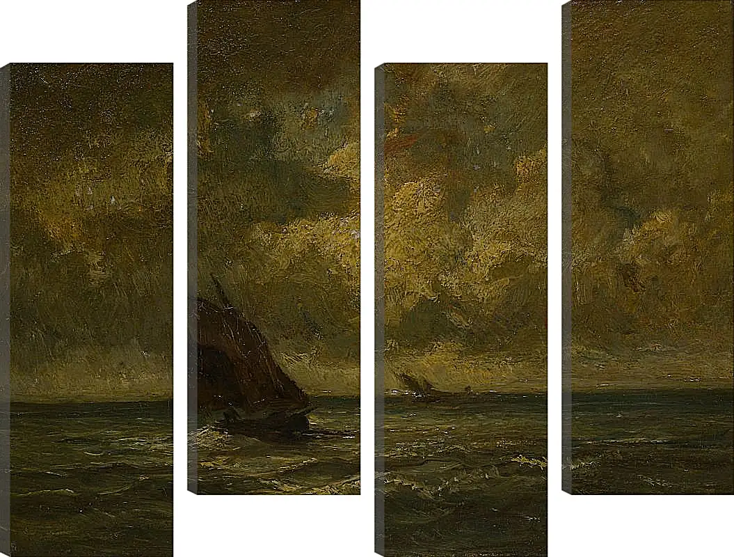 Модульная картина - Two Boats in a Storm. Жюль Дюпре