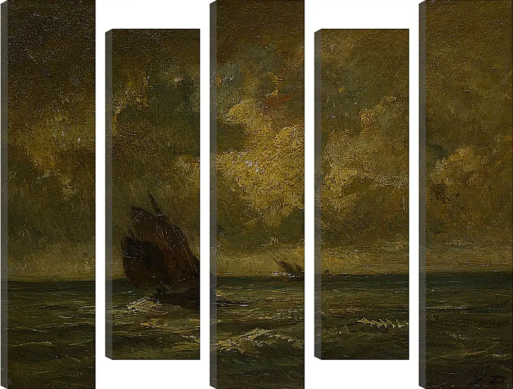 Модульная картина - Two Boats in a Storm. Жюль Дюпре