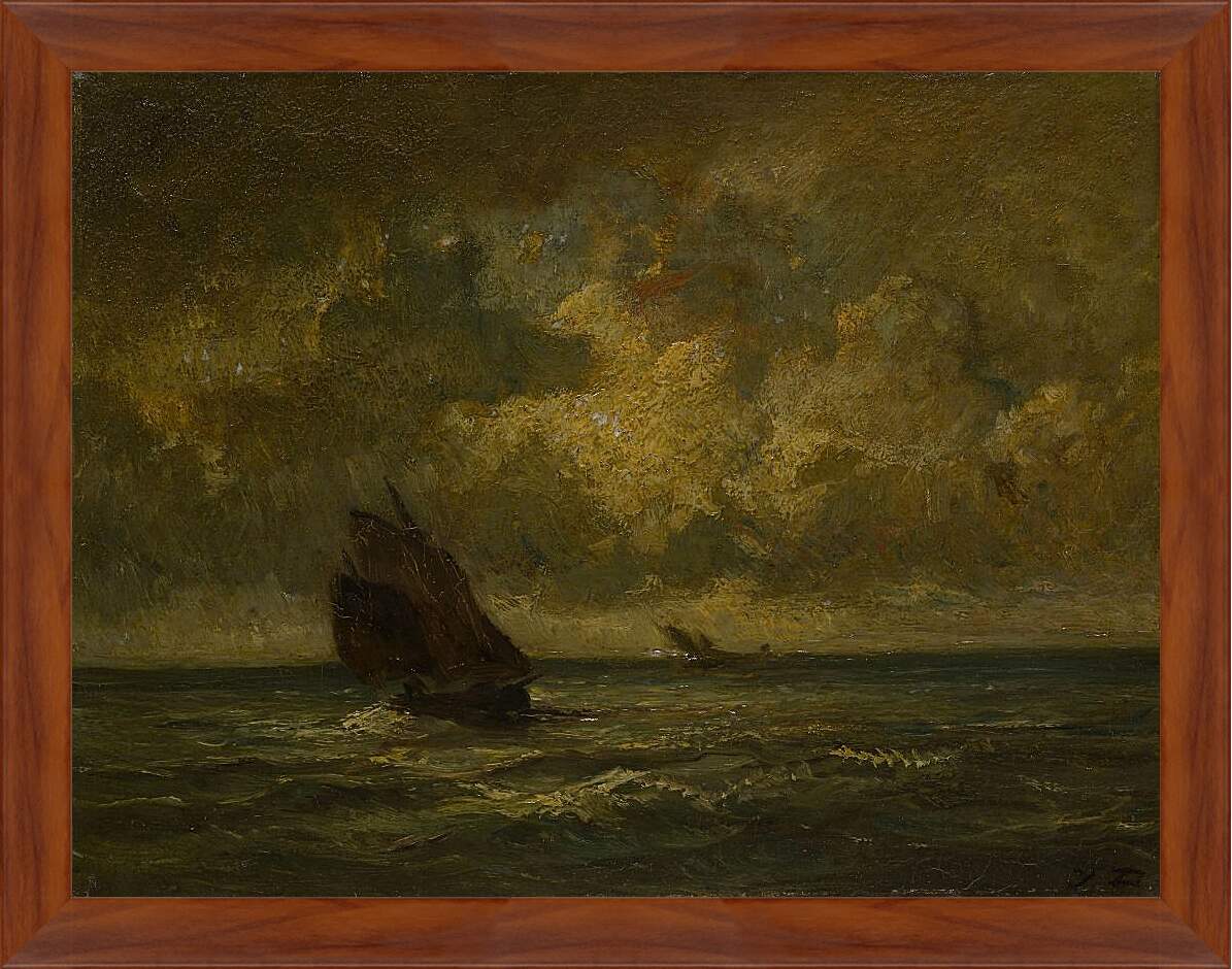 Картина в раме - Two Boats in a Storm. Жюль Дюпре