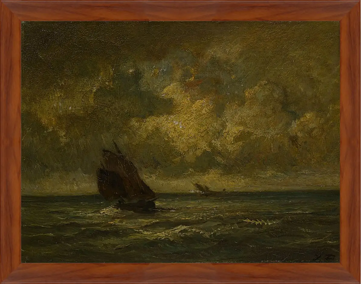 Картина в раме - Two Boats in a Storm. Жюль Дюпре