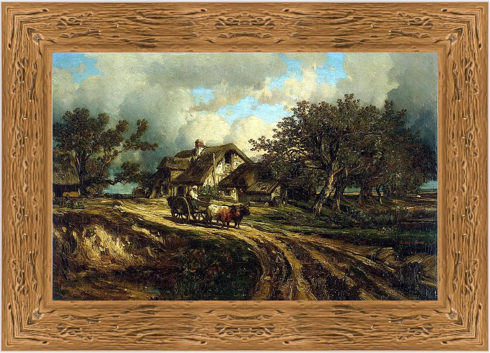 Картина в раме - Деревенский пейзаж. Жюль Дюпре