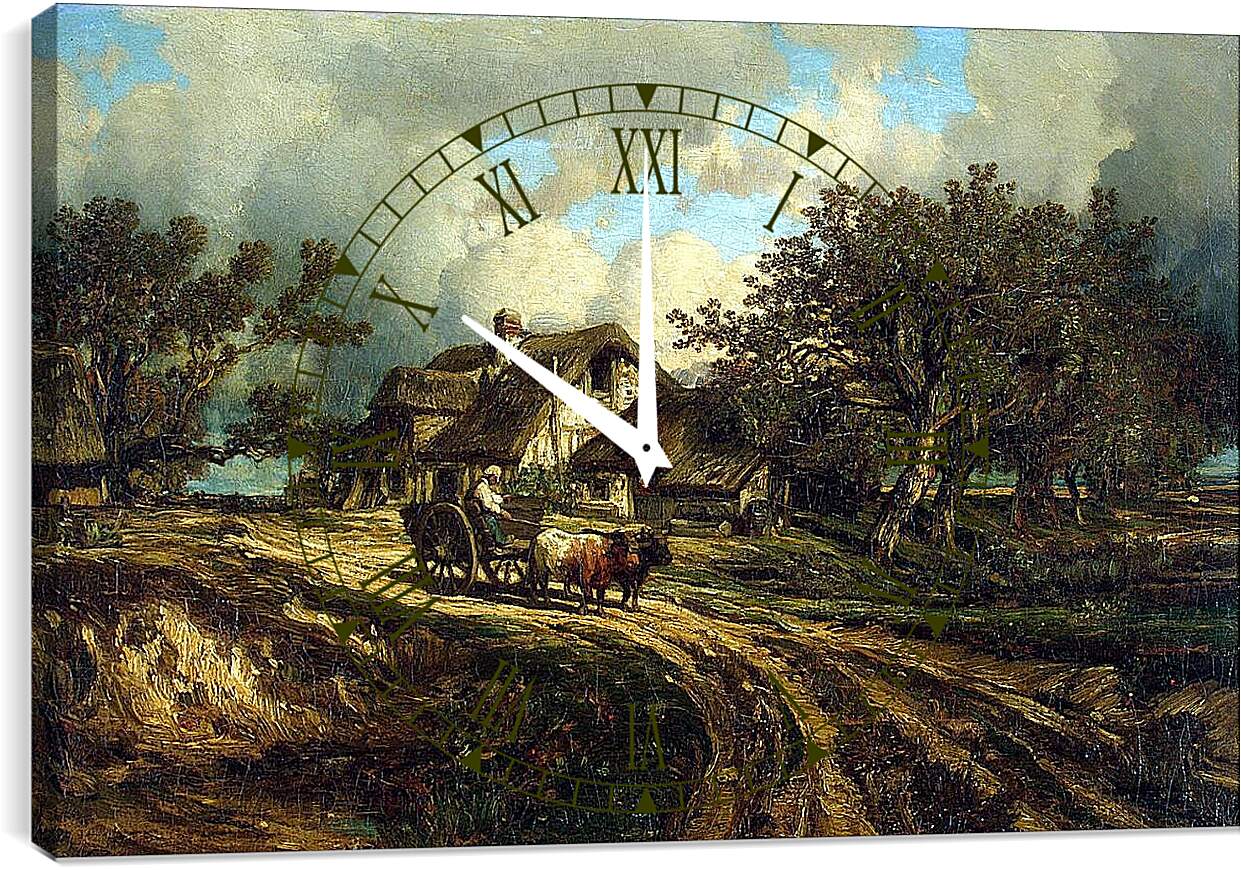 Часы картина - Деревенский пейзаж. Жюль Дюпре