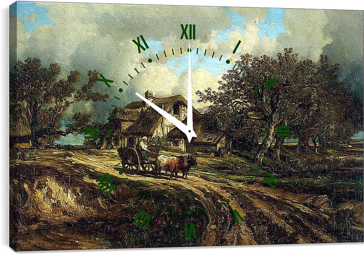 Часы картина - Деревенский пейзаж. Жюль Дюпре