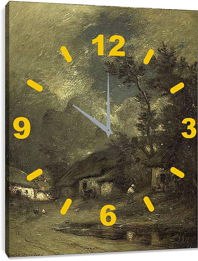 Часы картина - Деревня ночью. Жюль Дюпре