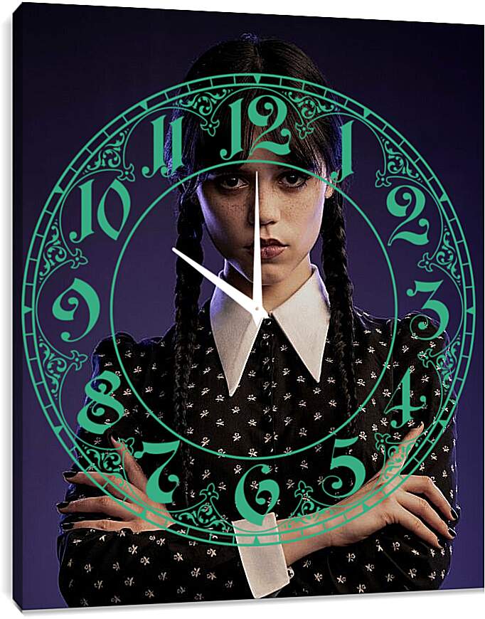 Часы картина - Уэнсдей Аддамс с перекрещенными руками