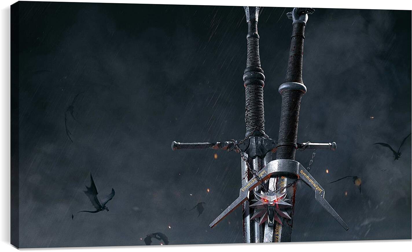Постер и плакат - The Witcher (Ведьмак), стальной и серебряный мечи Геральта