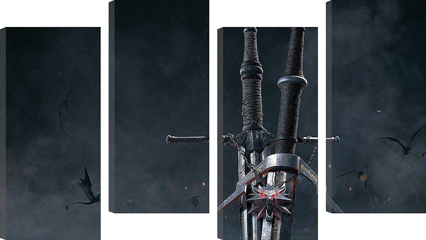 Модульная картина - The Witcher (Ведьмак), стальной и серебряный мечи Геральта