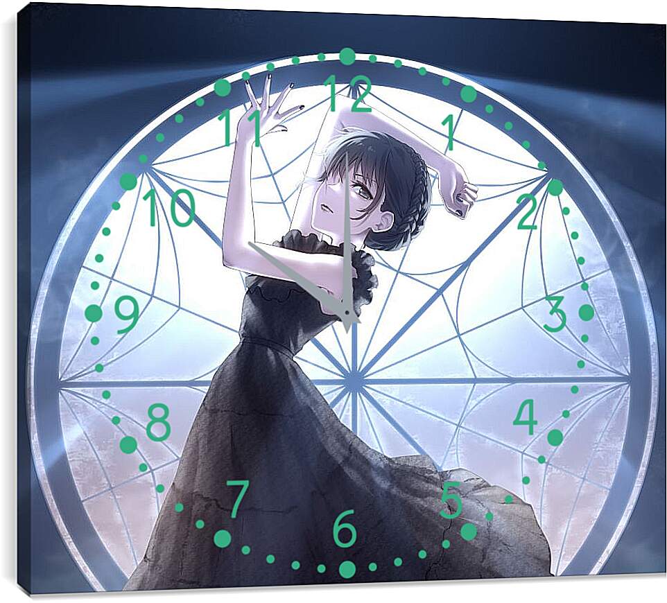 Часы картина - Уэнсдей Аддамс в чёрном платье