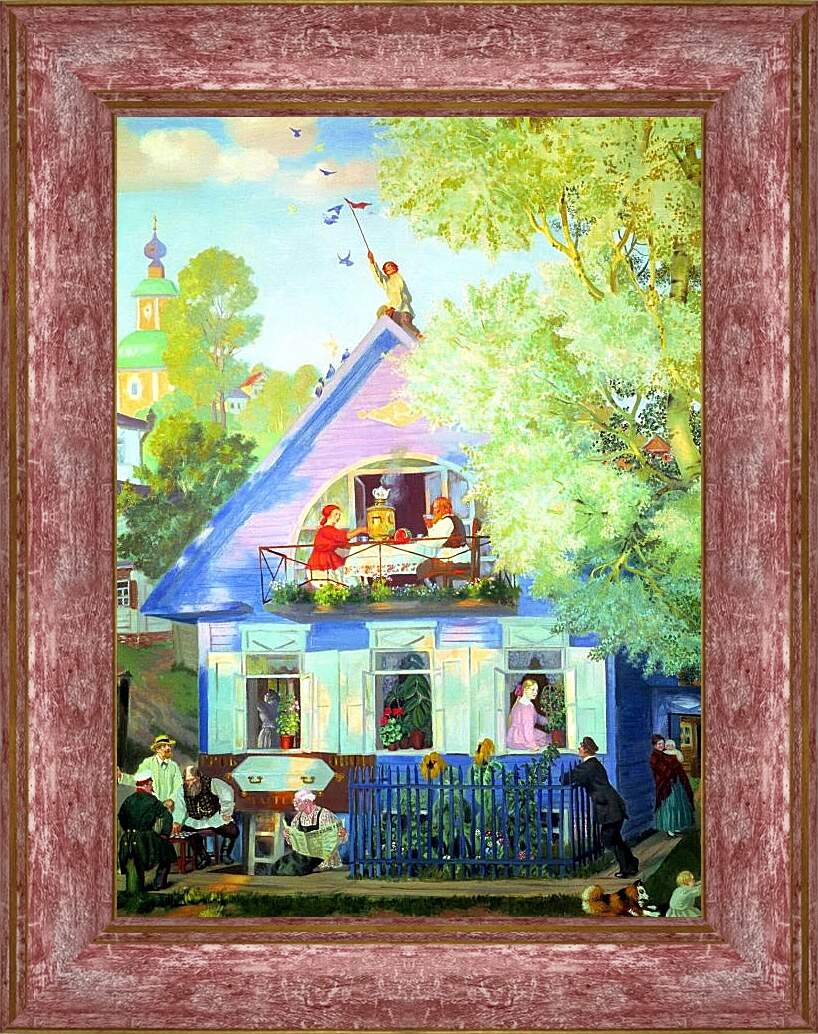 Картина в раме - Голубой домик. Борис Кустодиев