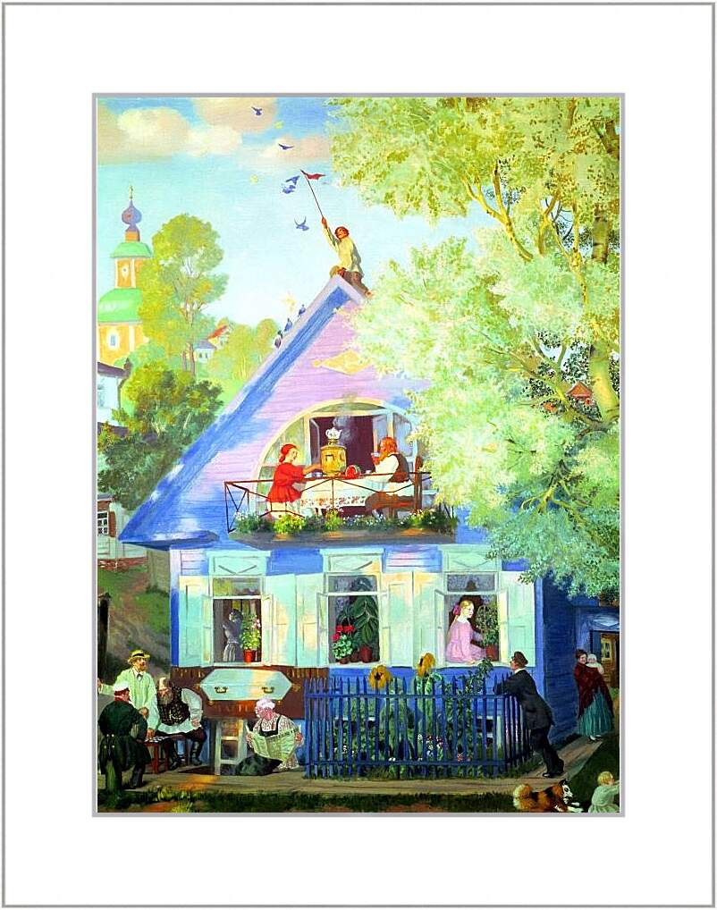 Картина в раме - Голубой домик. Борис Кустодиев