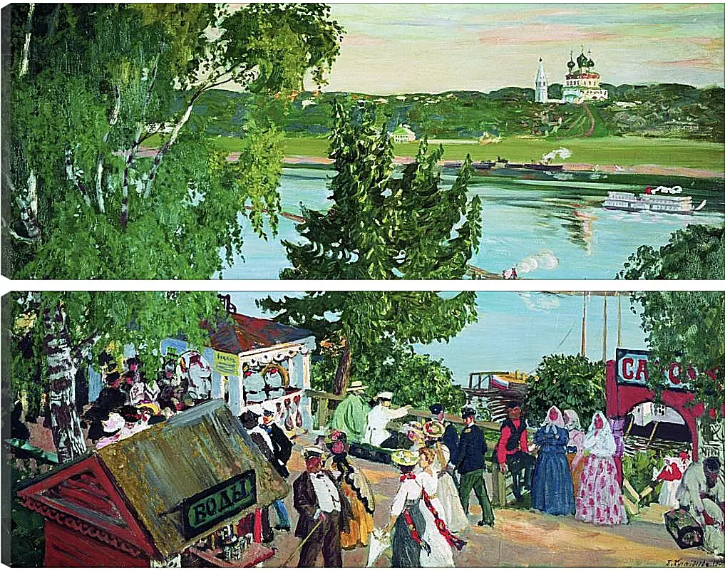 Модульная картина - Гулянье на Волге. Борис Кустодиев