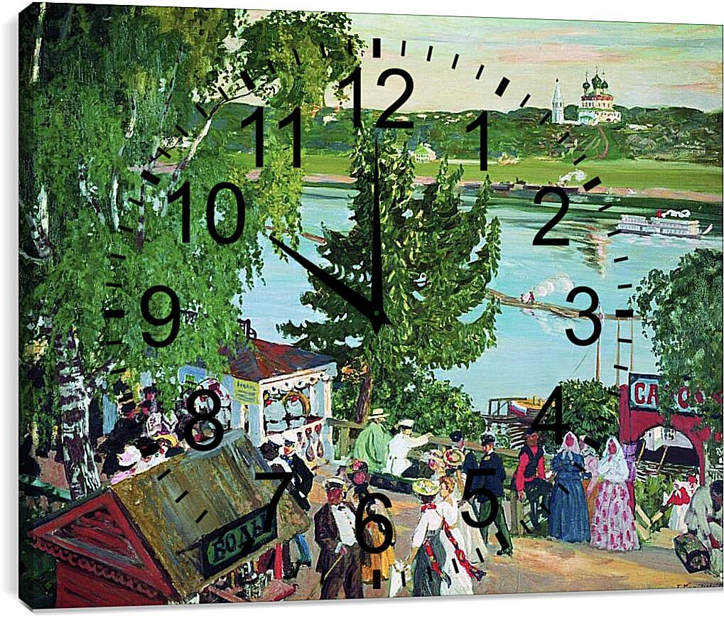 Часы картина - Гулянье на Волге. Борис Кустодиев