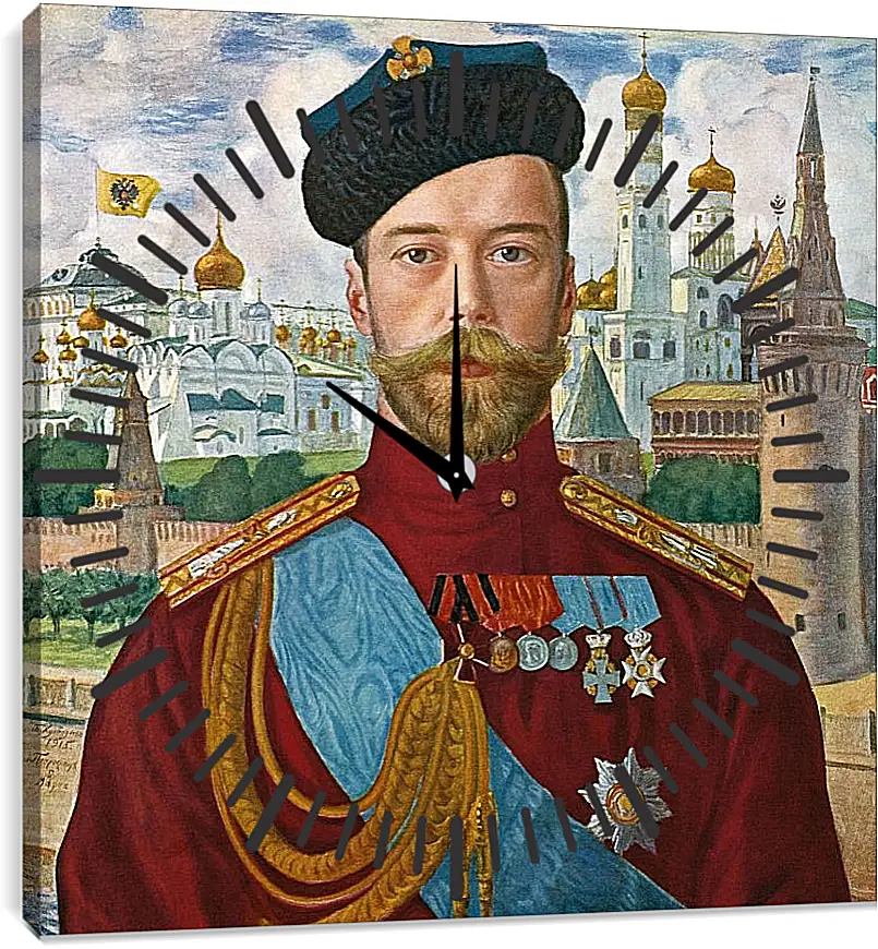 Часы картина - Его императорское величество государь император Николай Александрович Самодержец Всероссийский. Борис Кустодиев