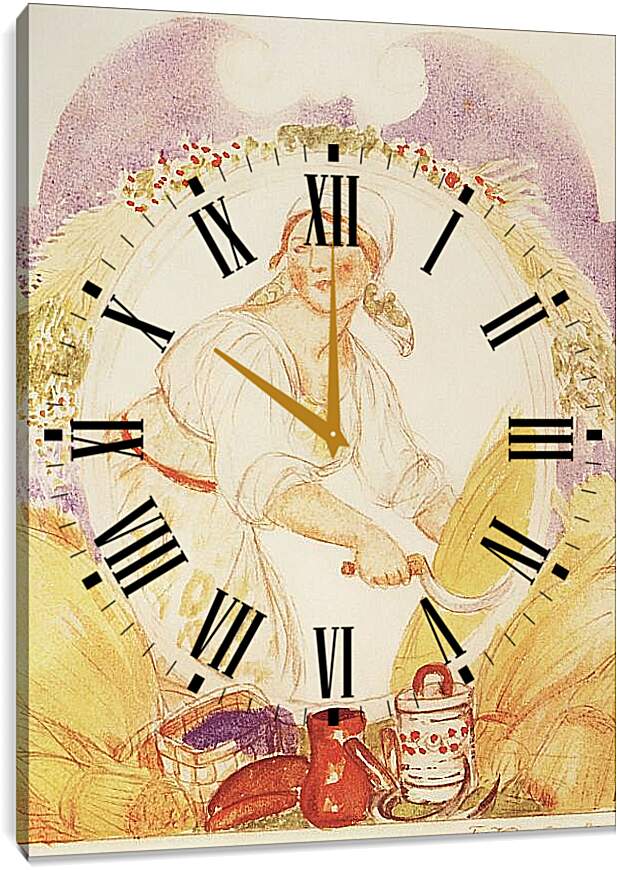 Часы картина - Жнея. Борис Кустодиев
