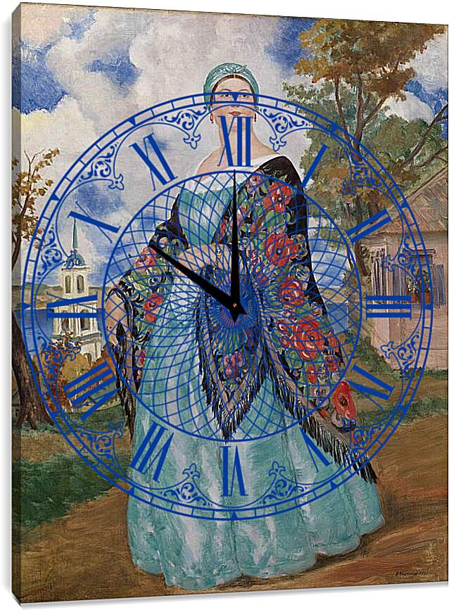 Часы картина - Красавица. Борис Кустодиев