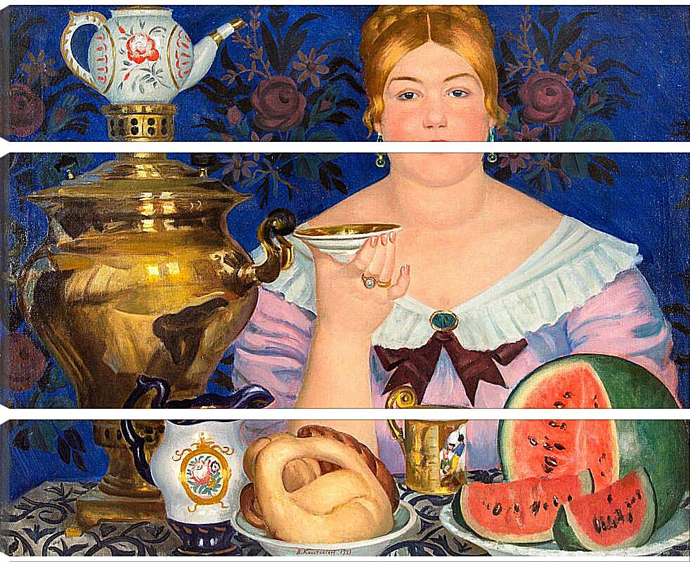 Модульная картина - Купчиха, пьющая чай. Борис Кустодиев