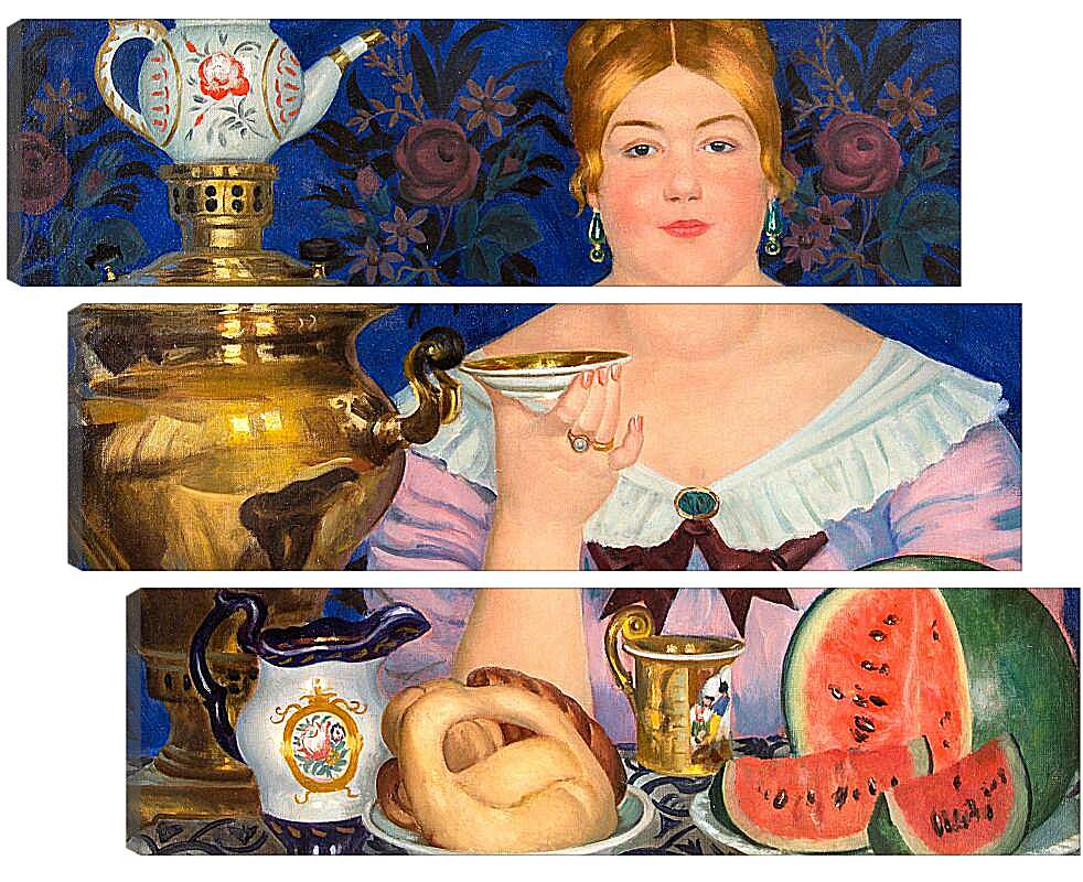 Модульная картина - Купчиха, пьющая чай. Борис Кустодиев