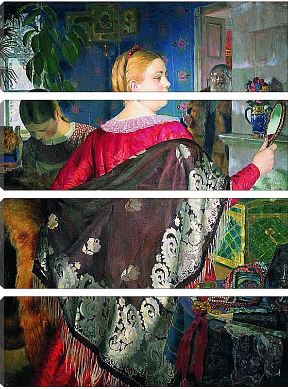 Модульная картина - Купчиха с зеркалом. Борис Кустодиев
