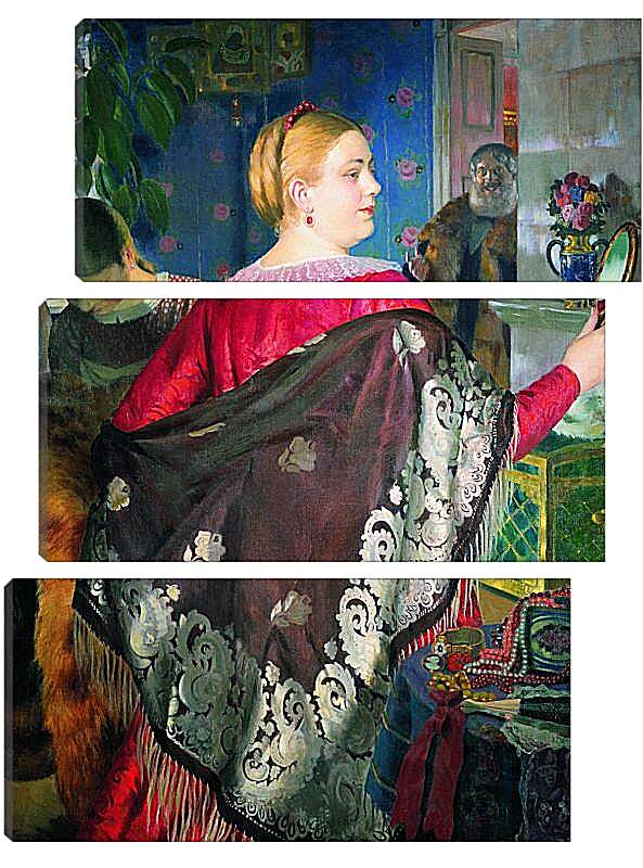 Модульная картина - Купчиха с зеркалом. Борис Кустодиев