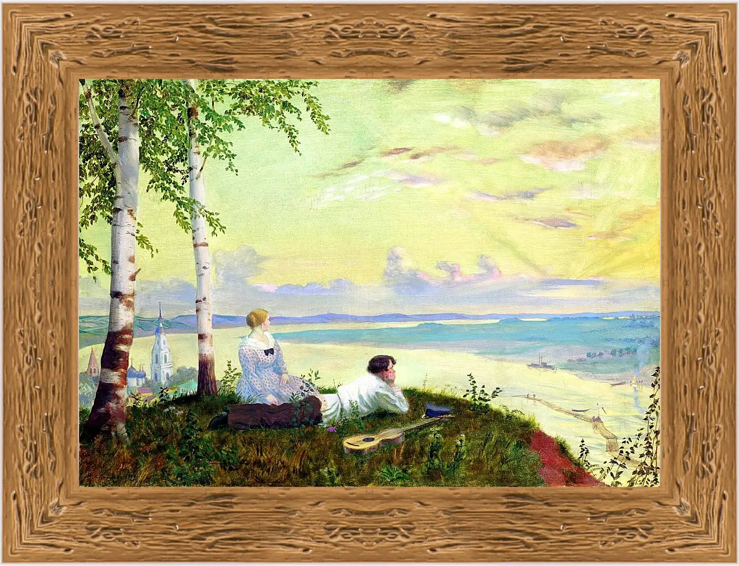 Картина в раме - На Волге. Борис Кустодиев