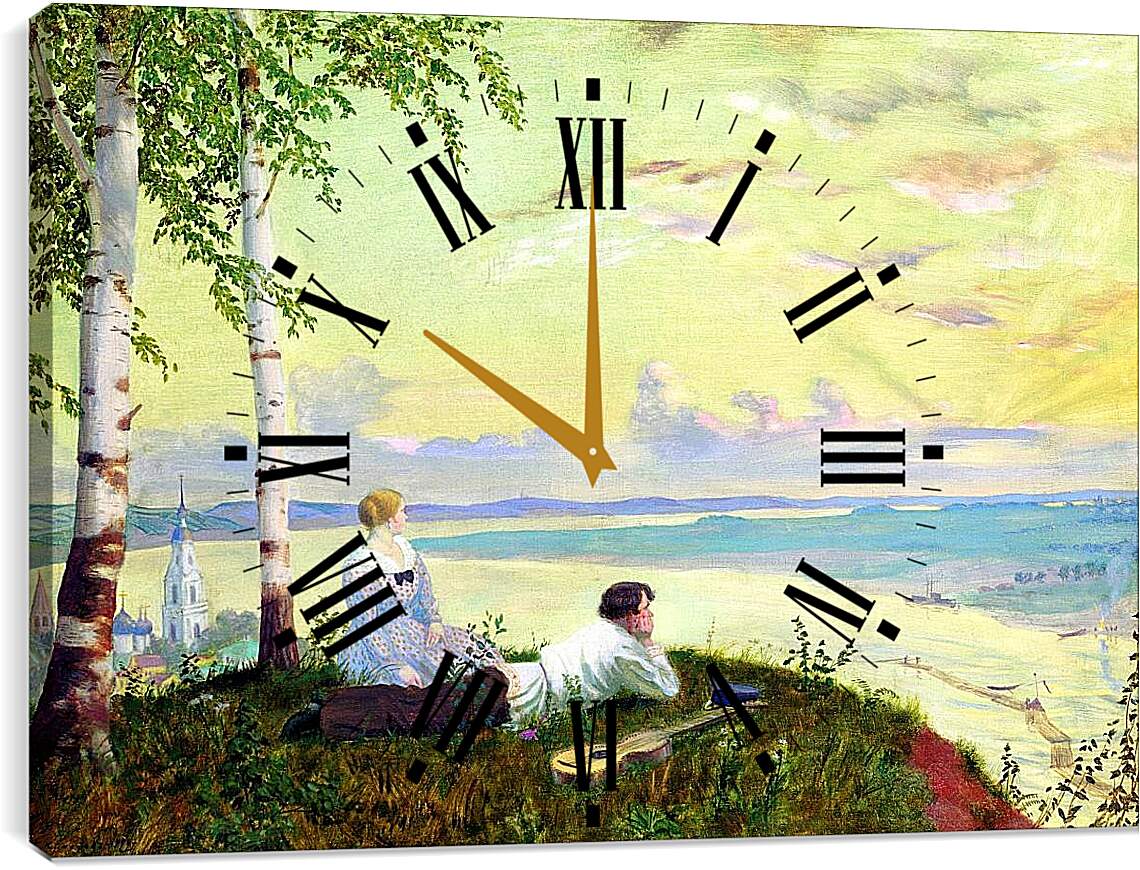 Часы картина - На Волге. Борис Кустодиев