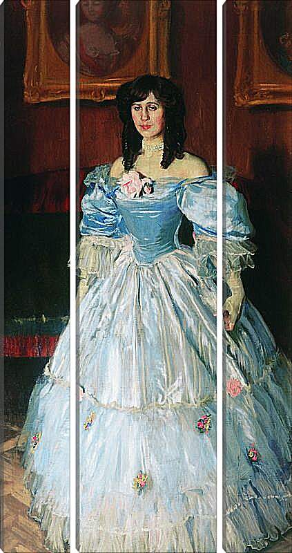Модульная картина - Портрет женщины в голубом. Борис Кустодиев