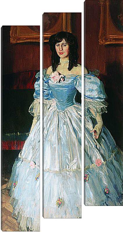 Модульная картина - Портрет женщины в голубом. Борис Кустодиев