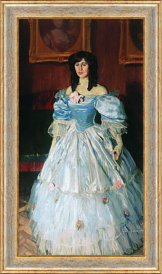 Картина в раме - Портрет женщины в голубом. Борис Кустодиев
