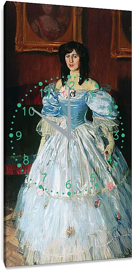 Часы картина - Портрет женщины в голубом. Борис Кустодиев