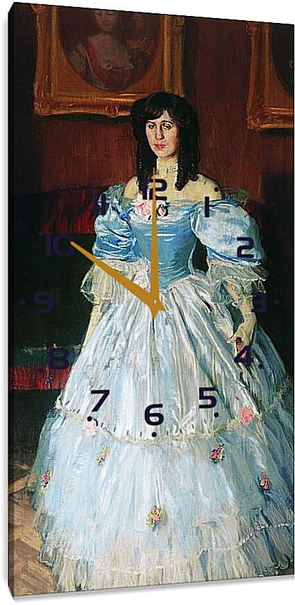 Часы картина - Портрет женщины в голубом. Борис Кустодиев