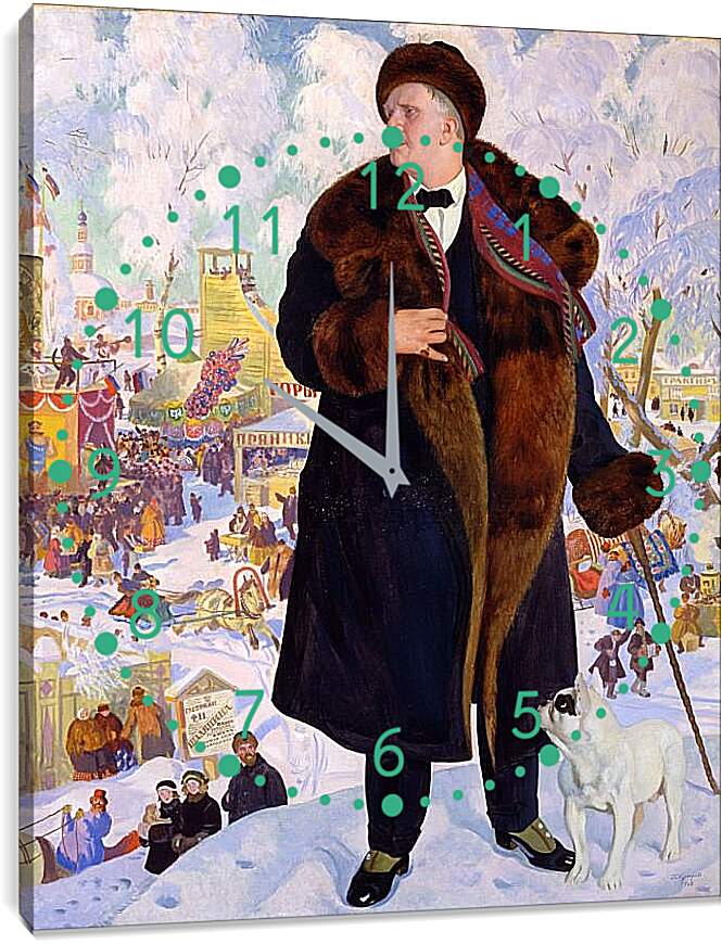 Часы картина - Портрет Шаляпина. Борис Кустодиев
