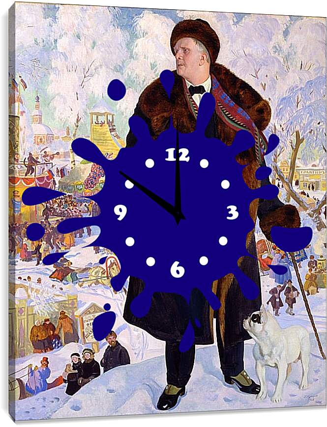 Часы картина - Портрет Шаляпина. Борис Кустодиев