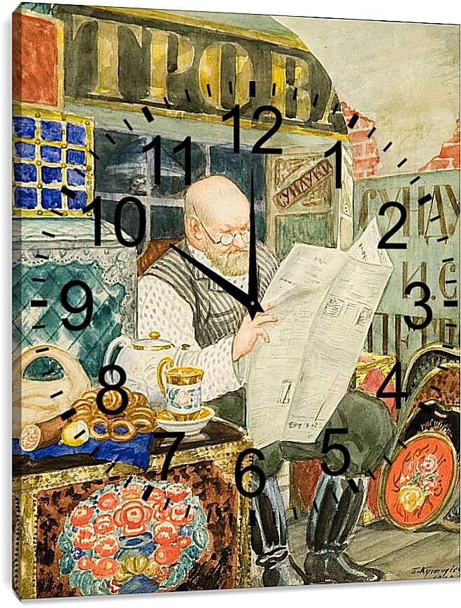 Часы картина - Сундучник. Борис Кустодиев