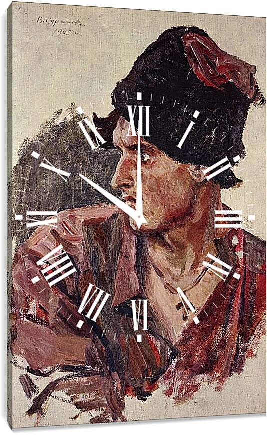 Часы картина - Голова молодого казака. Василий Суриков