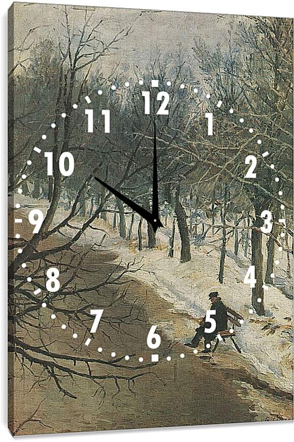 Часы картина - Зубовский бульвар зимою. Василий Суриков