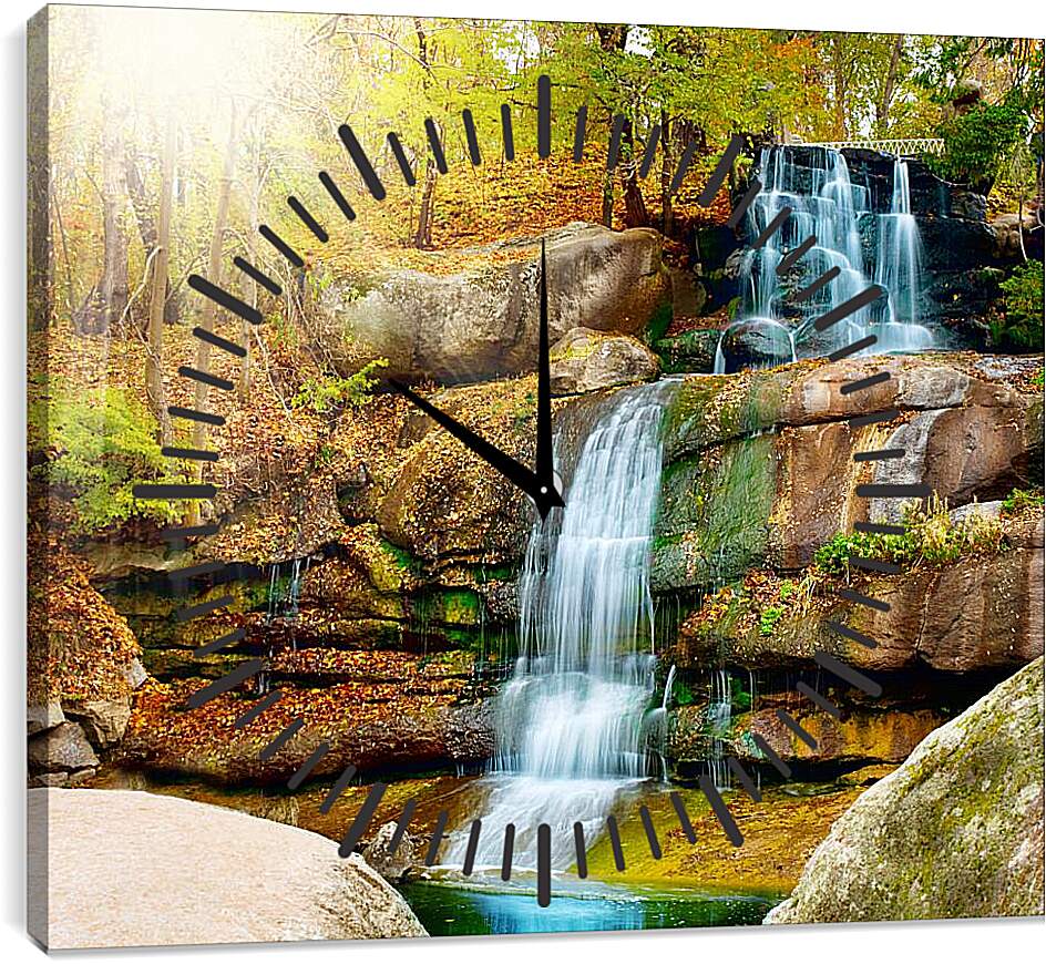 Часы картина - Водопад осенью