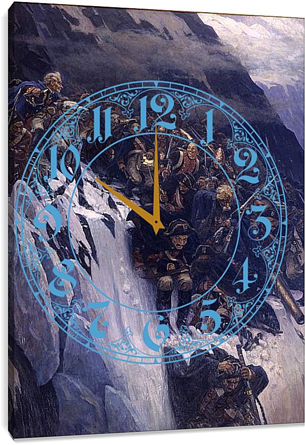 Часы картина - Переход Суворова через Альпы. Василий Суриков